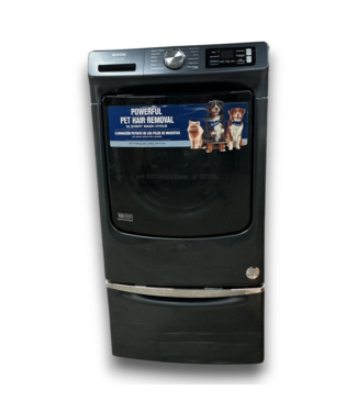 Bud's Warehouse 55247 Midnight Steel Smart Front Load Washer & Pedestal