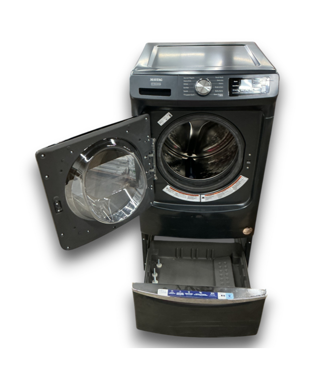Bud's Warehouse 55247 Midnight Steel Smart Front Load Washer & Pedestal
