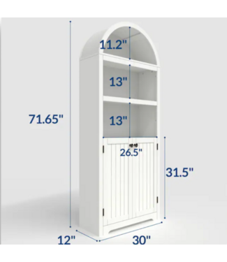 Bud's Warehouse 55253 White Arched Storage Cabinet Kitchen Pantry Display