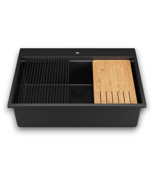 Bud's Warehouse 55256 Drop-in Quartz Single Bowl Workstation Kitchen Sink