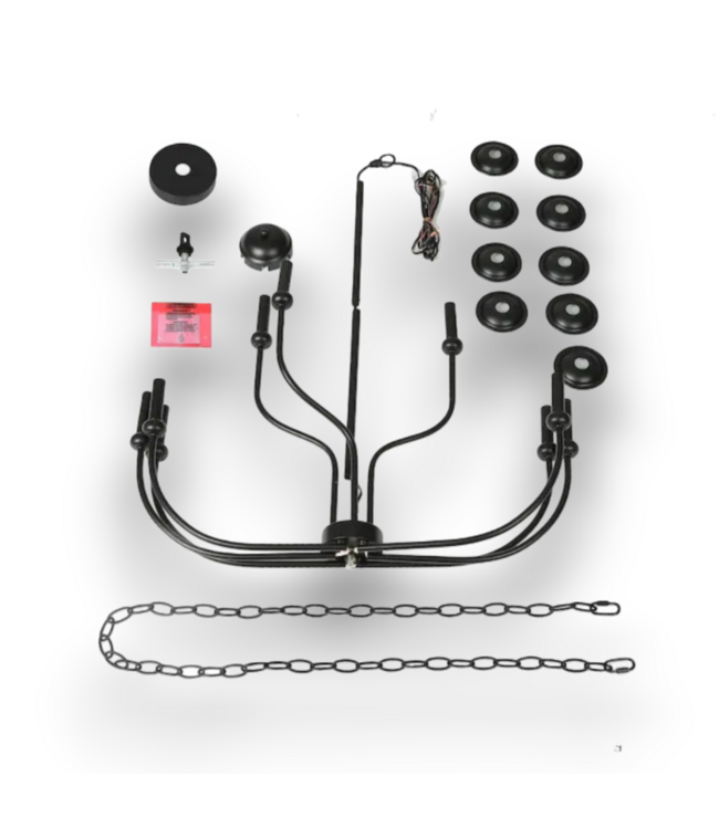 55267 Pict 30" Modern Farmhouse 9-light Matte Black Metal Iron Chandelier