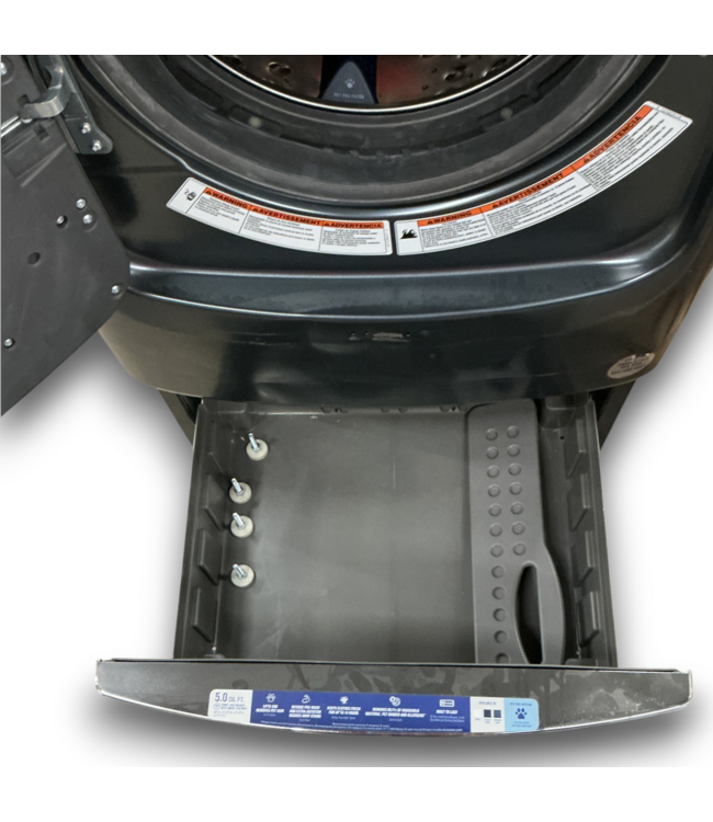 Bud's Warehouse 55247 Midnight Steel Smart Front Load Washer & Pedestal