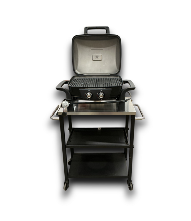 Bud's Warehouse 55326 Tabletop Gas Grill & Rolling Cart W/accessories