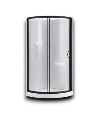 Bud's Warehouse 55330 Breeze Black 3 Piece Round Corner Shower Base Wall Door Kit 34"
