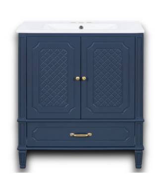 Bud's Warehouse 55332 Freestanding Blue Bathroom Vanity With Ceramic Top 30"
