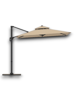 Bud's Warehouse 55353 Aluminum Tan Square Crank Cantilever Patio Umbrella With X Base
