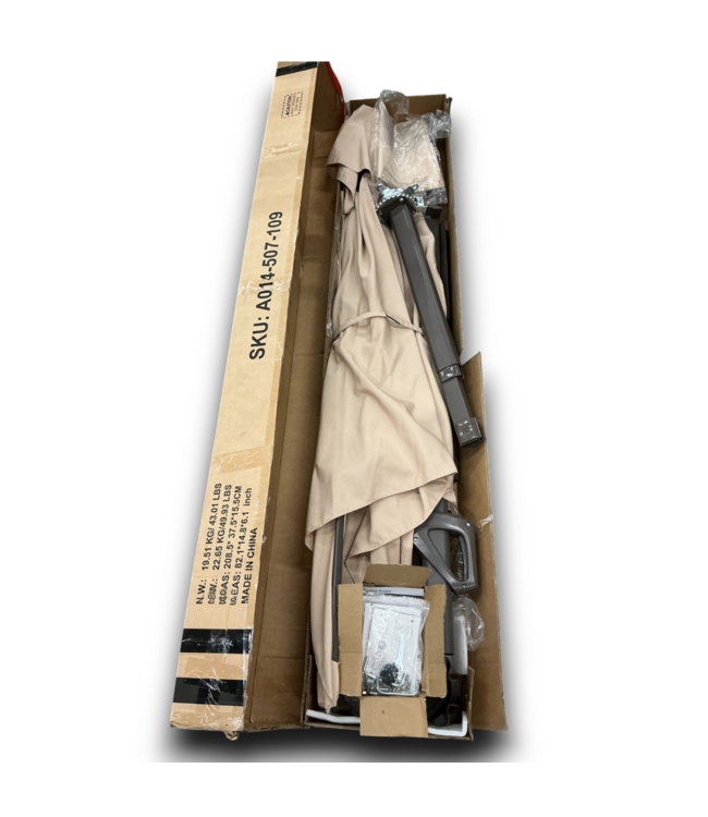 Bud's Warehouse 55353 Aluminum Tan Square Crank Cantilever Patio Umbrella With X Base