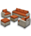 Bud's Warehouse 55357 7 Piece Wicker Patio Set With Orange And Red Cushions