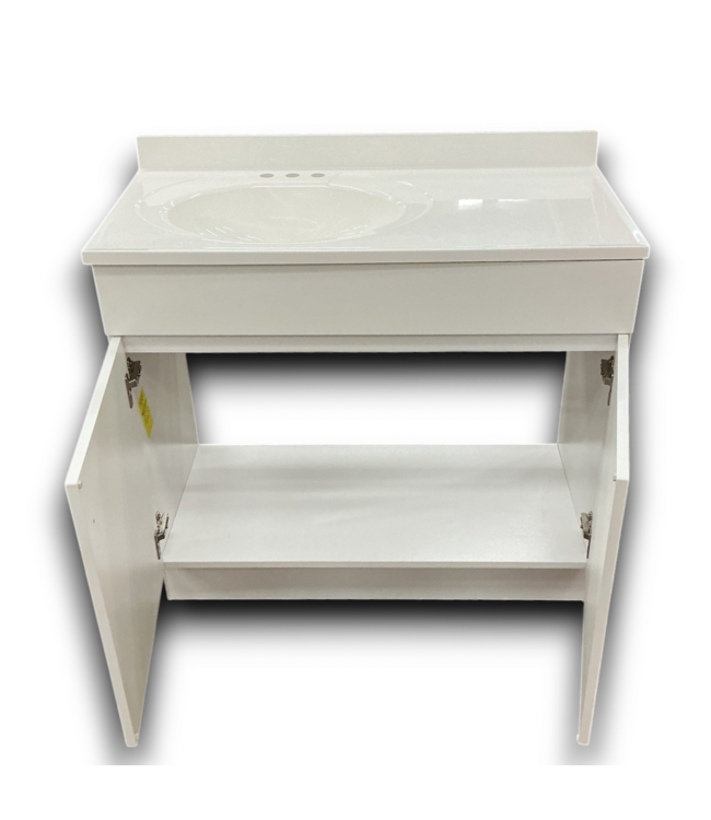 55363 White Bathroom Vanity W/left Side Sink Top 36.5"