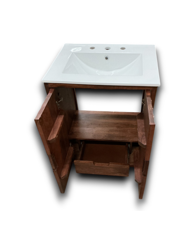 55366 Walnut Bathroom Vanity W/sink Top 24"