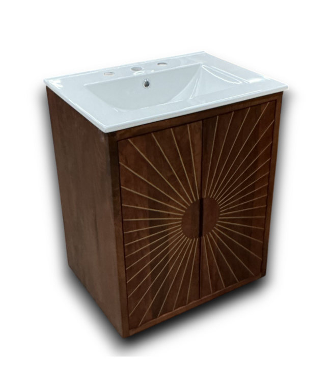55366 Walnut Bathroom Vanity W/sink Top 24"