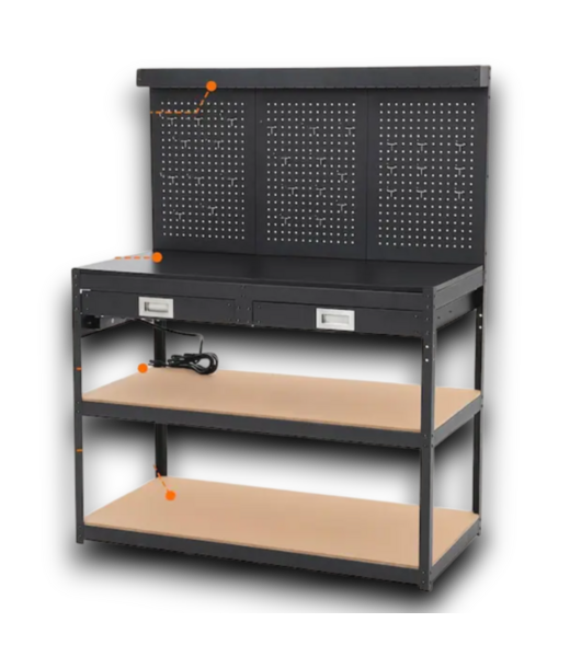 Bud's Warehouse 55372 Steel And Mdf 3-tier Garage Workbench Workshop Storage