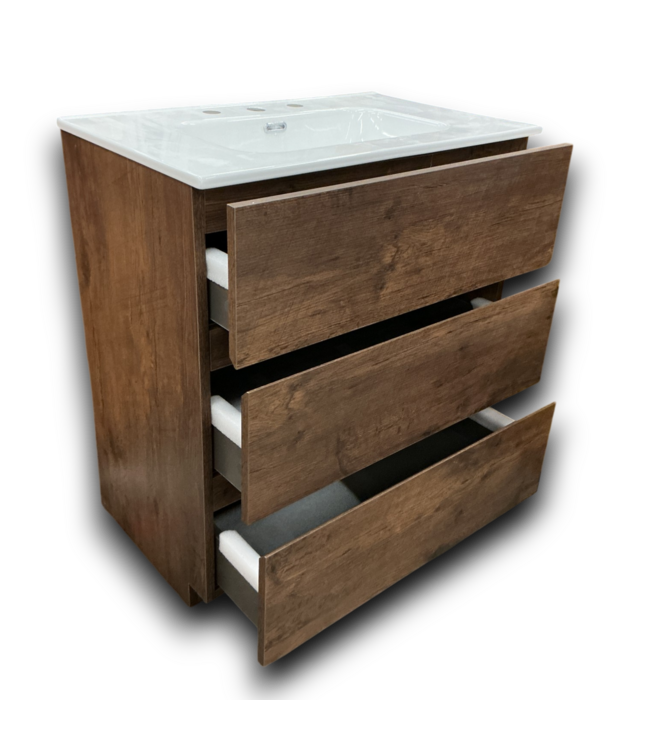 55375 Walnut Bathroom Vanity With Sink Top 30"