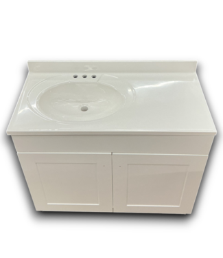 Bud's Warehouse 55363 White Bathroom Vanity W/left Side Sink Top 36.5"