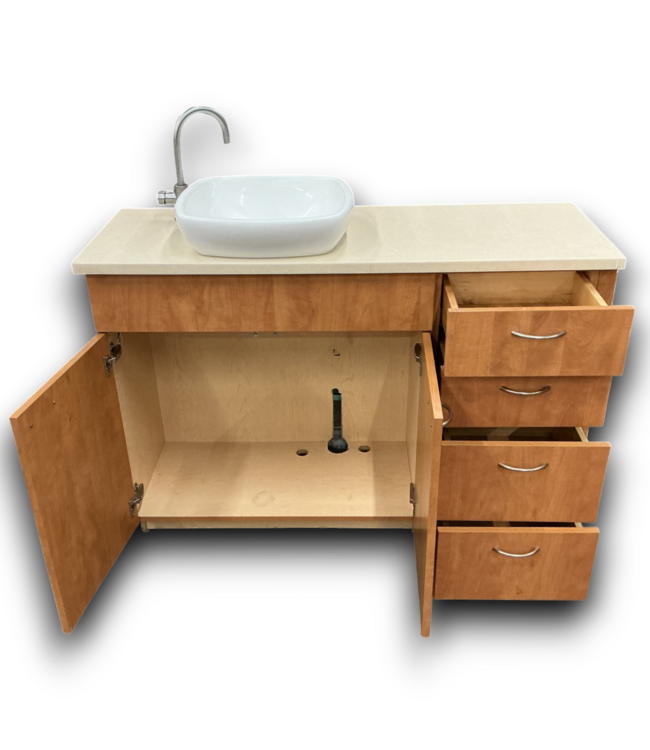 55365 Pecan Bathroom Vanity W/vessel Sink 50"w