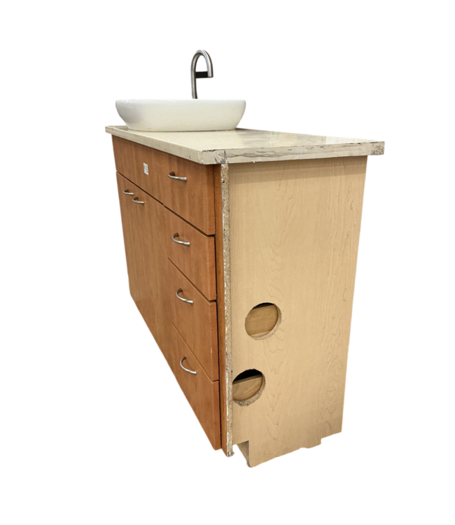 55365 Pecan Bathroom Vanity W/vessel Sink 50"w