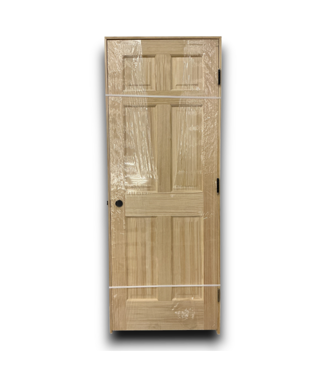 55384 Prehung 6 Panel Natural Wood Interior Door 30 X 80