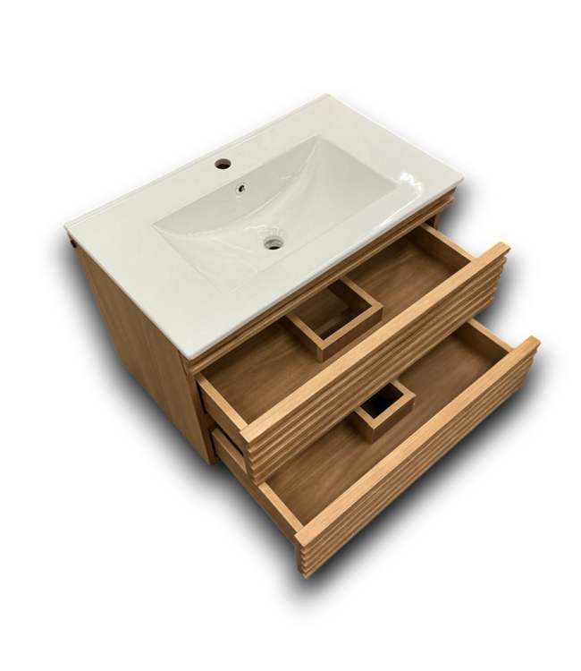 55382 Elegant Oak Floating Vanity W/top 30"w