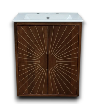 Bud's Warehouse 55366 Walnut Bathroom Vanity W/sink Top 24"