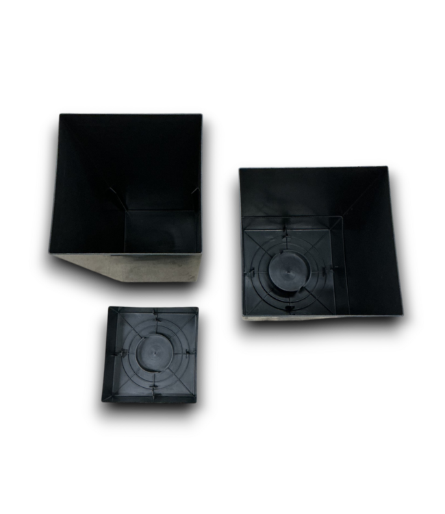 55413 Black Weather Resistant Plastic Square Planter And Drainage Holes 2 Pack