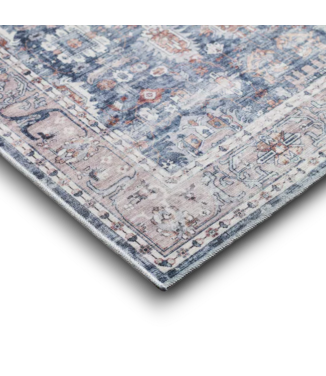55417 5’ X 8’ Blue Traditional Botanical Area Rug