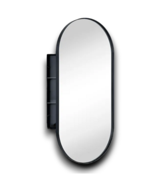 Bud's Warehouse 55426 Daisy Mai Recessed Mount Matte Black Mirrored Oval Medicine Cabinet