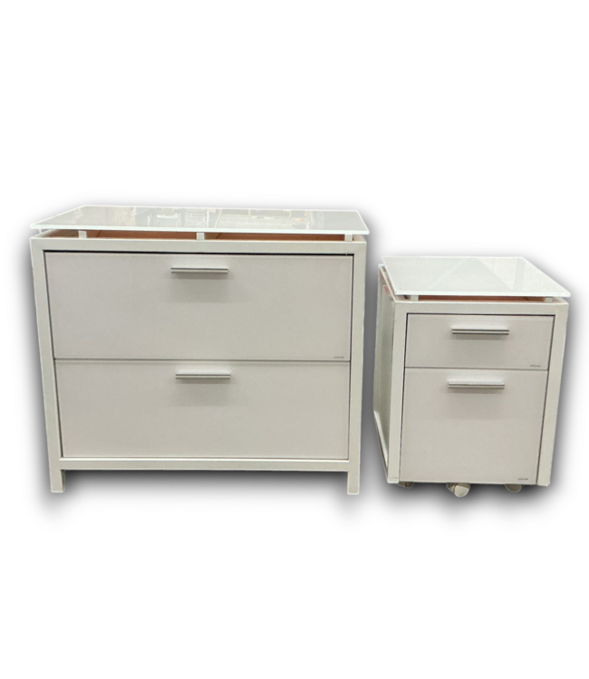 55430 White Laminate Office Cabinets Set Of 2