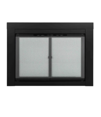 Bud's Warehouse 55447 Alpine Black Large Cabinet Style Fireplace Doors With Tempered Clear Glass