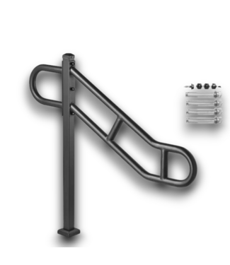 Bud's Warehouse 55474 Single Post Metal Bent Stair Handrail Outdoor 1-3 Steps Floor Mount