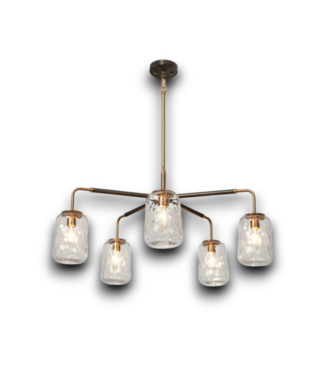 Bud's Warehouse 55495 Erharting 5-light Black And Gold Textured Glass Jar Hanging Light