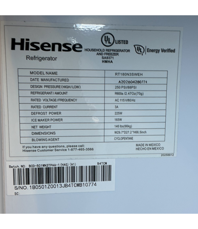 55522 White Top Freezer Refrigerator