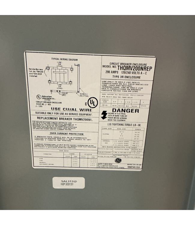 55538 200 Amp 10” Electrical Circuit Breaker