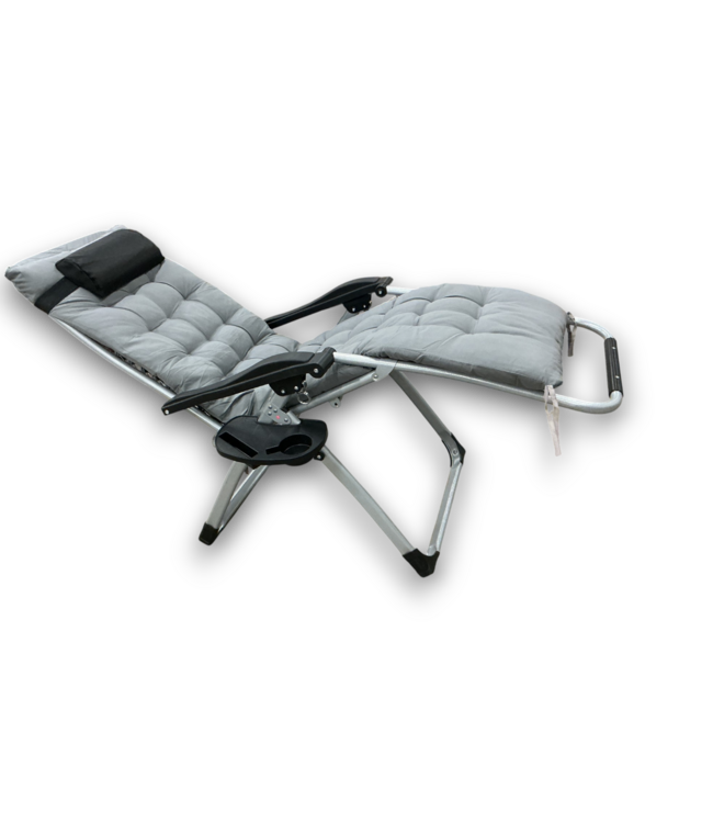 55553 Lounge Chair Stackable Smoky Gray Steel Frame Stationary Zero Gravity Chair