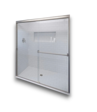Bud's Warehouse 55560 Classic Brushed Nickel Semi-frameless Bypass Sliding Shower Door
