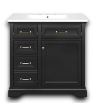 Bud's Warehouse 55566 Ready To Assemble Black Freestanding Single Sink Bathroom Vanity 36"