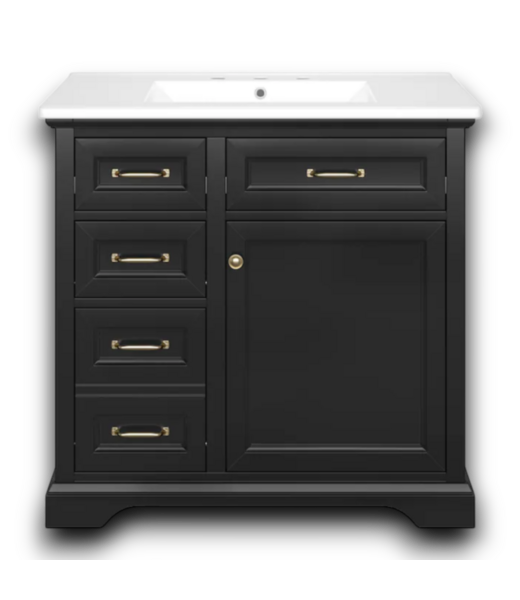Bud's Warehouse 55566 Ready To Assemble Black Freestanding Single Sink Bathroom Vanity 36"