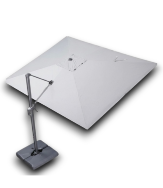 Bud's Warehouse 55577 9' Aluminum Light Gray Crank Cantilever Patio Umbrella And Base