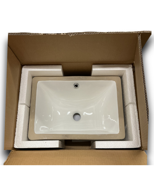55579 White Rectangle Undermount Bathroom Sink 18"