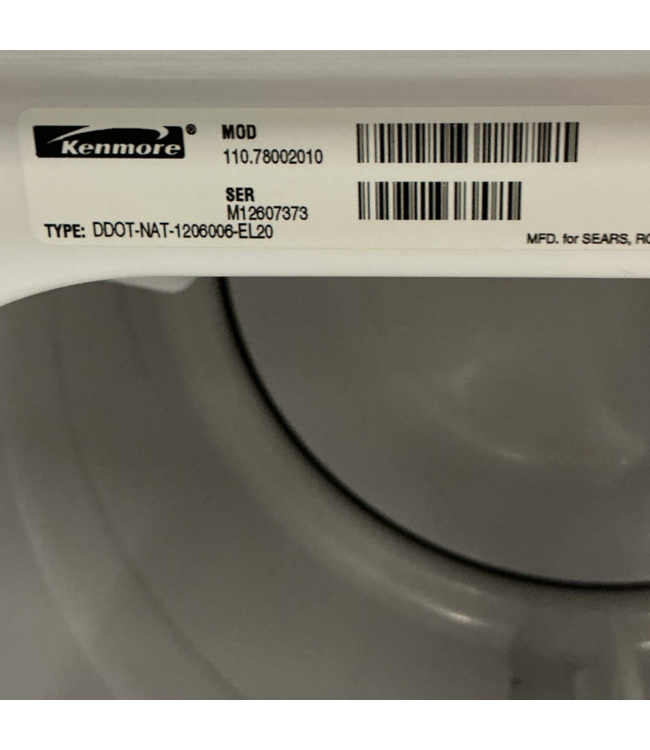 55568 White Front Load Gas Dryer 27"