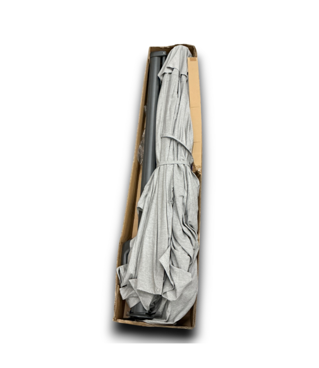 55577 9' Aluminum Light Gray Crank Cantilever Patio Umbrella And Base