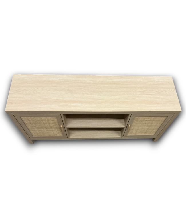 55580 Boho Tv Console Rattan Wooden Media Center Cabinet