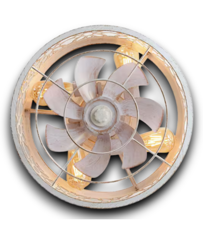 55601 Gold & White Ceiling Fan With Light