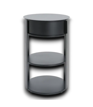 Bud's Warehouse 55605 Indoor 3-tier Metal Round Side Table With Sliding Door Matte Black