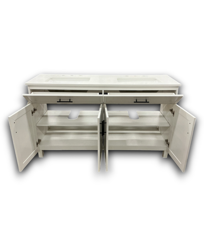 55607 Dolton True White Undermount Double Sink Bathroom Vanity 60"