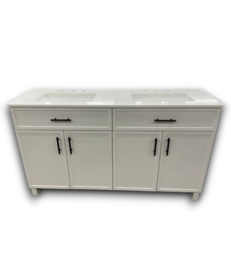 Bud's Warehouse 55607 Dolton True White Undermount Double Sink Bathroom Vanity 60"