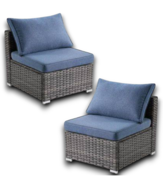 Bud's Warehouse 55612 Grey Wicker & Denim Cushion 2-pc Patio Set