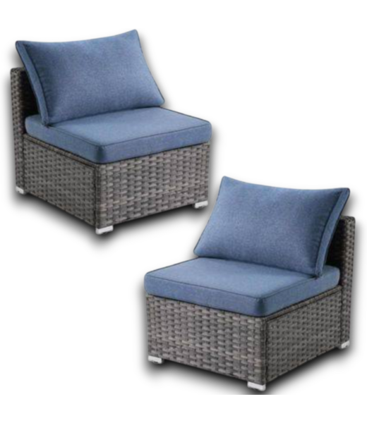 Bud's Warehouse 55612 Grey Wicker & Denim Cushion 2-pc Patio Set