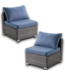 55612 Grey Wicker & Denim Cushion 2-pc Patio Set