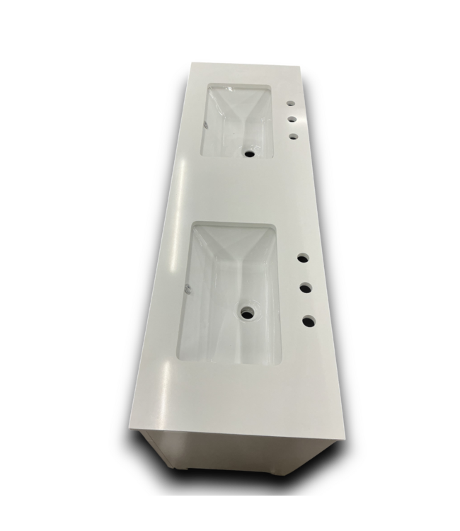 55607 Dolton True White Undermount Double Sink Bathroom Vanity 60"