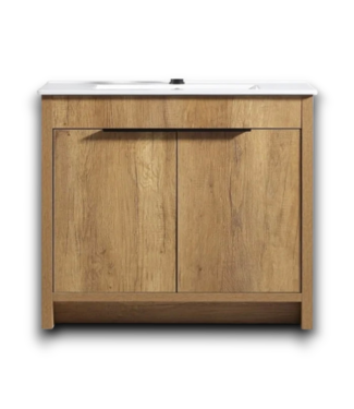 Bud's Warehouse 55622 Golden Oak 30" Bathroom Vanity And White Ceramic Top